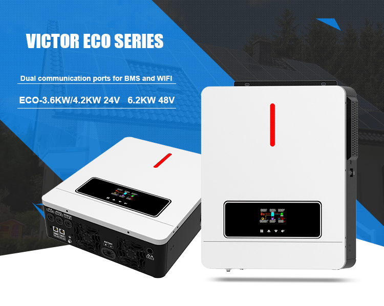  ECO 6,2 kW On/Off-Gitter-Solarwechselrichter 60 ~ 500 VDC 120 A MPPT-Laderegler Duale Kommunikationsanschlüsse für Batteriekommunikation und WLAN-Kommunikation